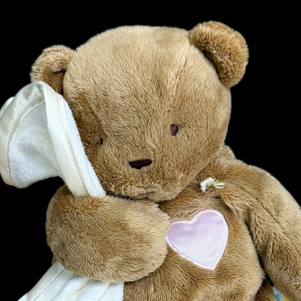 Eden Tender Tones Bear Ivory Security Blanket 12" Thumping Heartbeat Works!